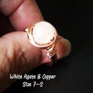 Size 7! White Agate & Copper Wire Ring! Sleek, Sexy & Feminine!